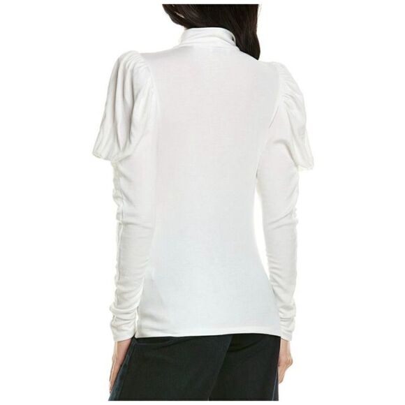 Rebecca Taylor Drape Sleeve Mock Neck Top Size Large White Modal - Picture 4 of 9